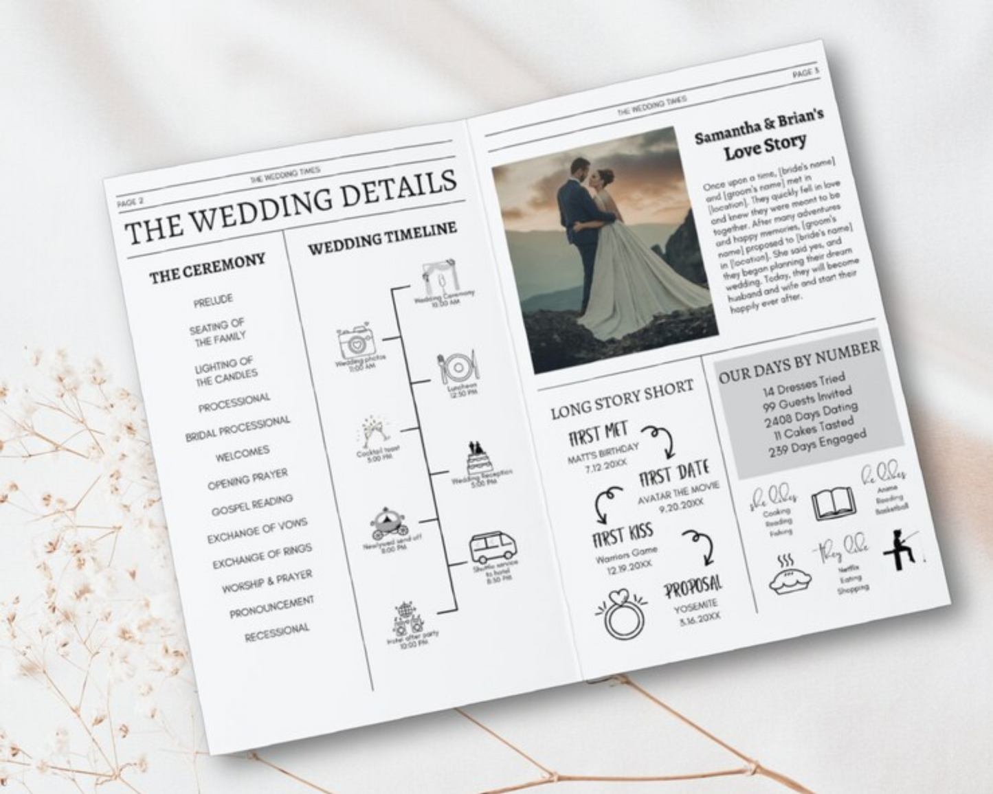 Wedding Newspaper: Front Page Romance