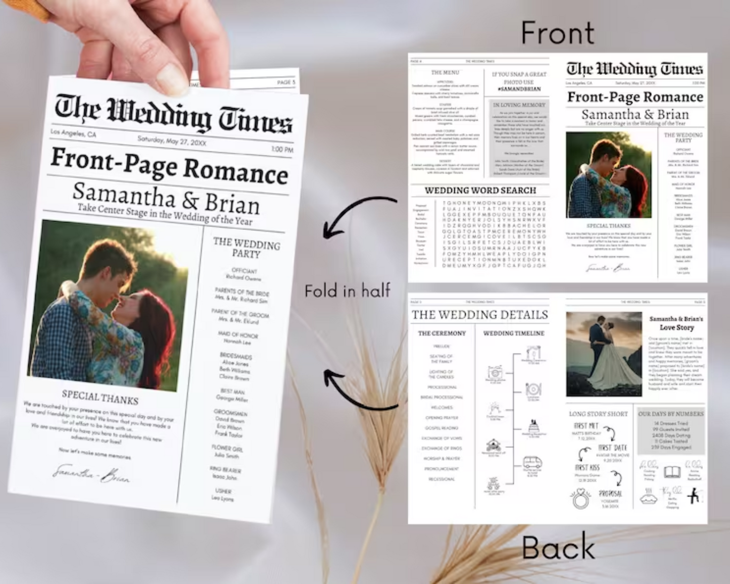 Wedding Newspaper: Front Page Romance